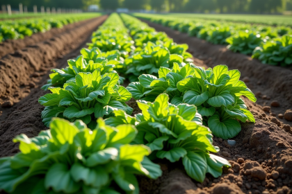 Jardin de légumes variés avec différentes cultures en croissance