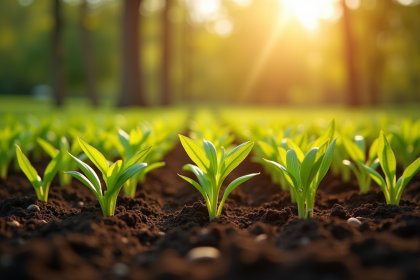 Jardin printanier avec jeunes fleurs en semis