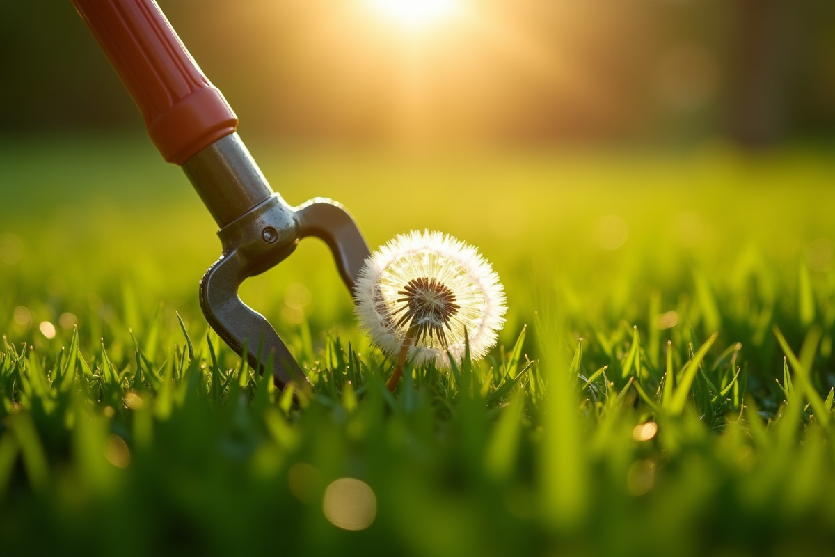 Zoom sur un outil de jardinage en train d