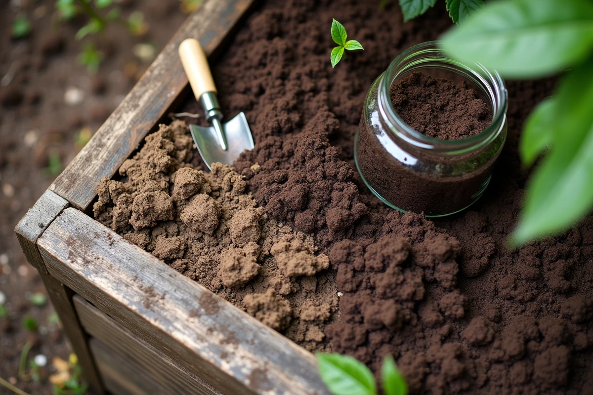 Comparaison entre terre de jardin appauvrie et compost naturel dans un potager surélevé
