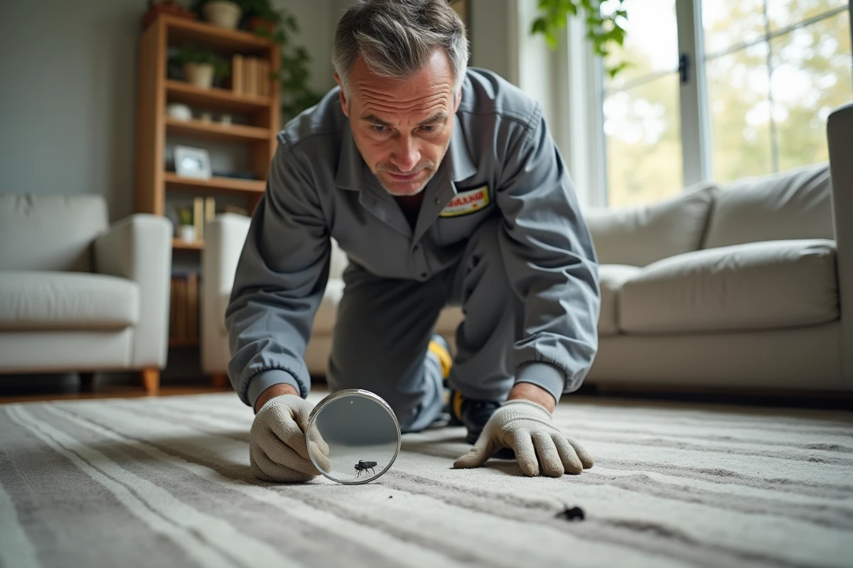 Technicien en contrôle des nuisibles examinant un insecte